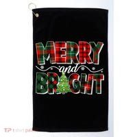 Christmas Merry And Bright Red And Green Patterns Golf Towel thumb 0