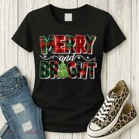 Christmas Merry And Bright Red And Green Patterns Women's T-Shirt thumb 3