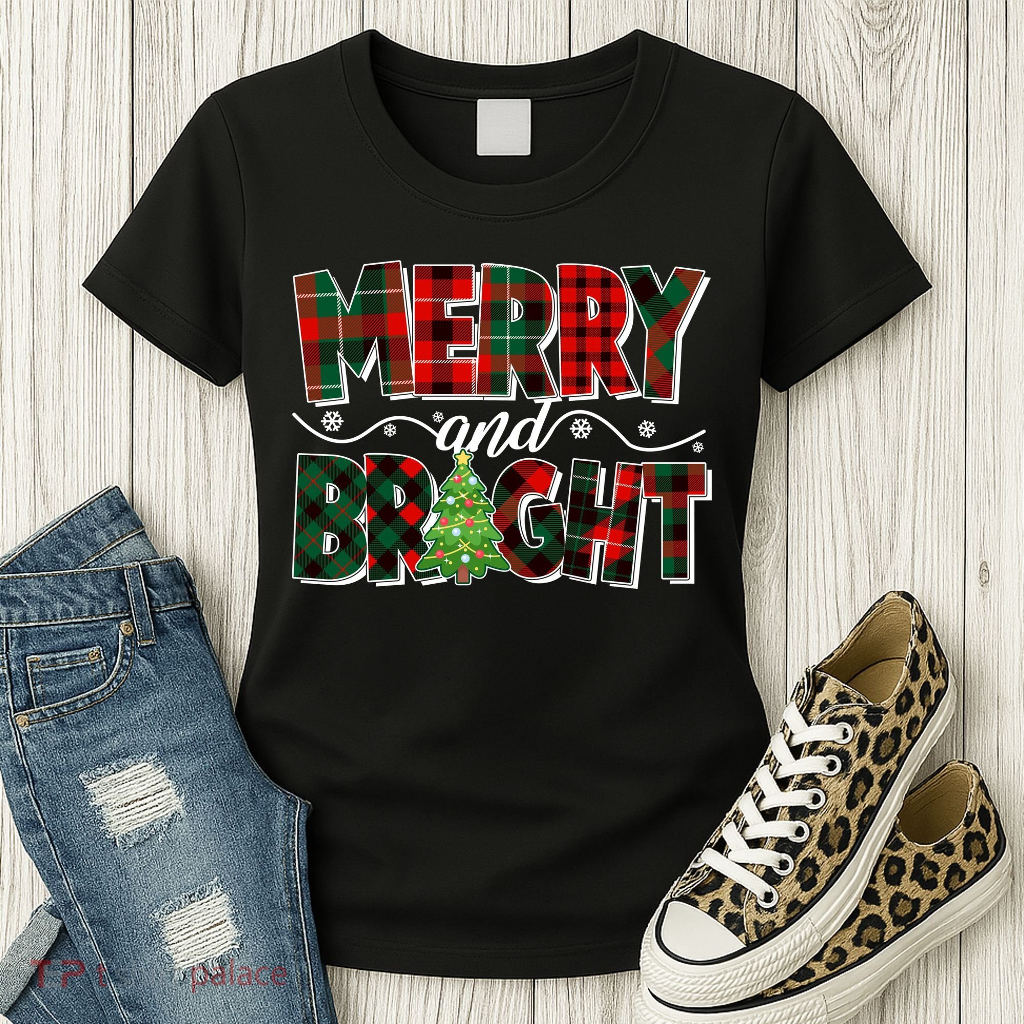 Christmas Merry And Bright Red And Green Patterns Women's T-Shirt