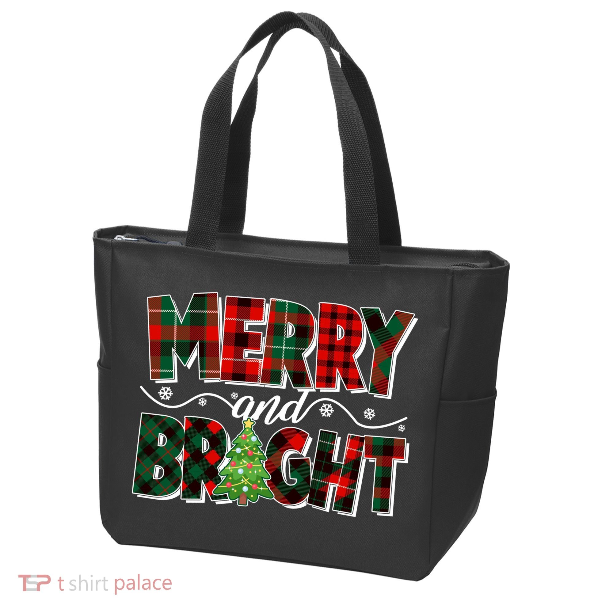 Christmas Merry And Bright Red And Green Patterns Tote Bag