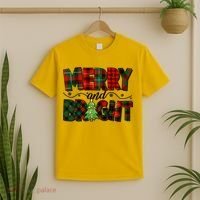 Christmas Merry And Bright Red And Green Patterns T-Shirt thumb 2