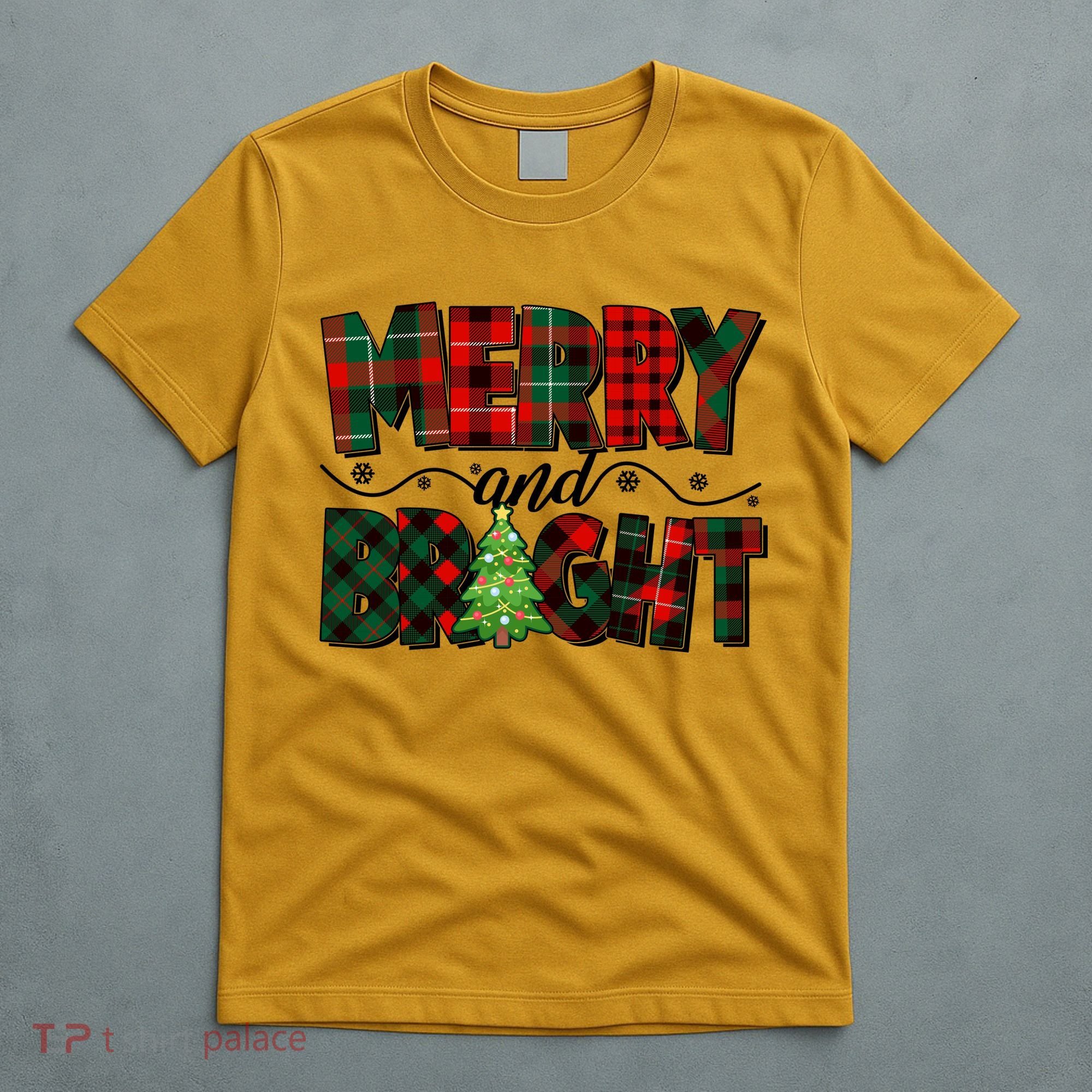 Christmas Merry And Bright Red And Green Patterns T-Shirt