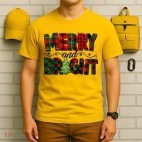 Christmas Merry And Bright Red And Green Patterns T-Shirt thumb 6