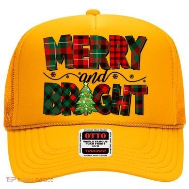 Christmas Merry And Bright Red And Green Patterns Hat