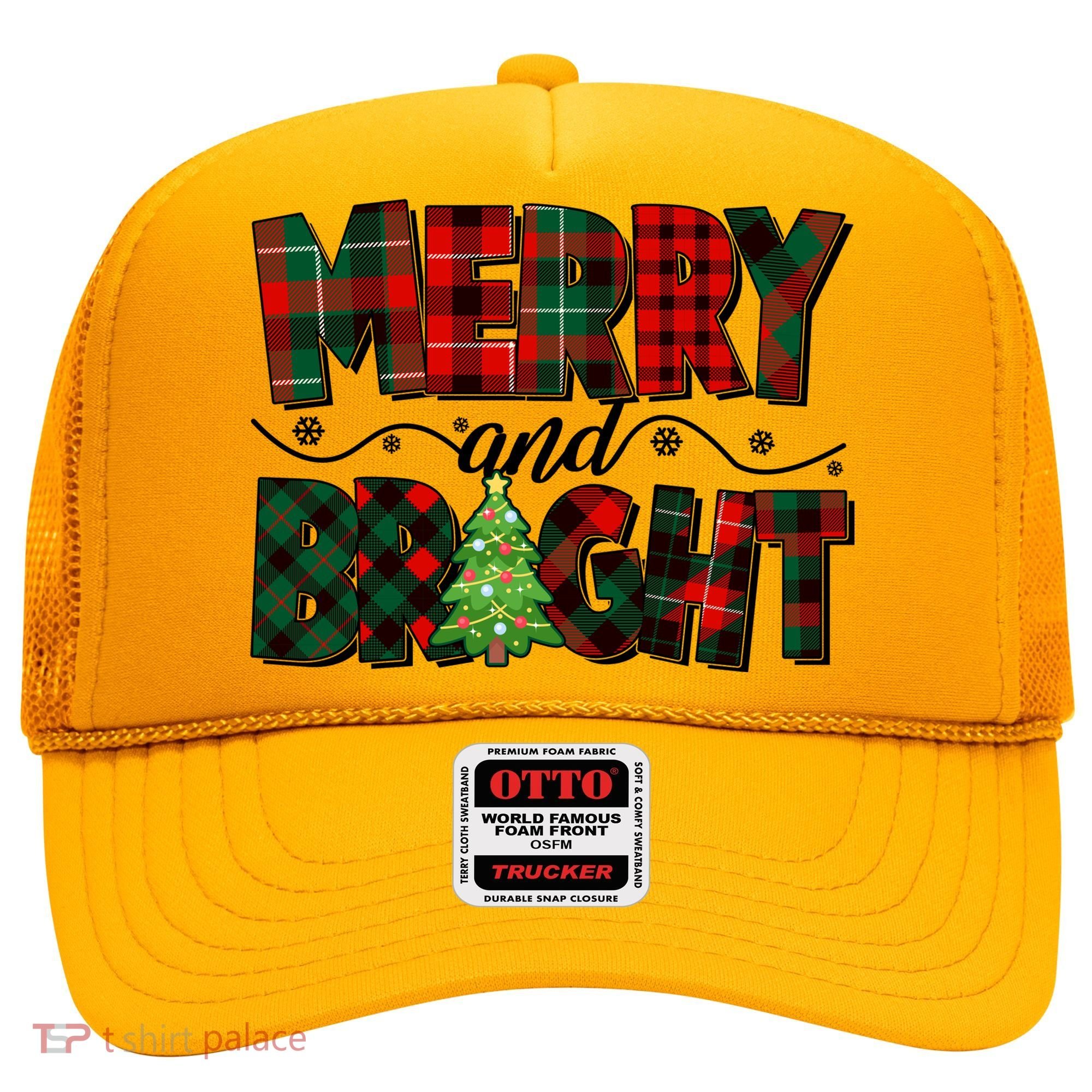 Christmas Merry And Bright Red And Green Patterns Hat