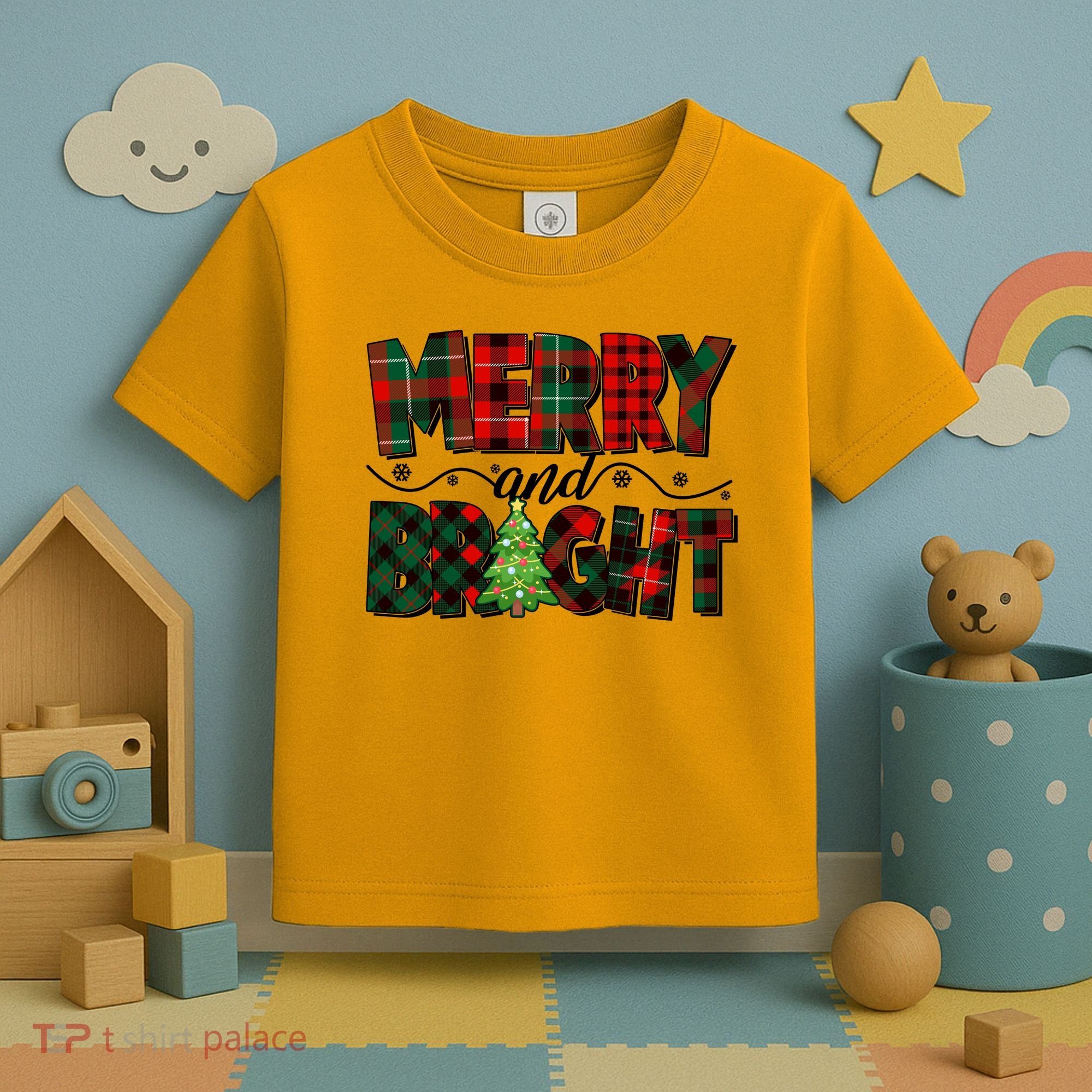 Christmas Merry And Bright Red And Green Patterns Toddler T-Shirt