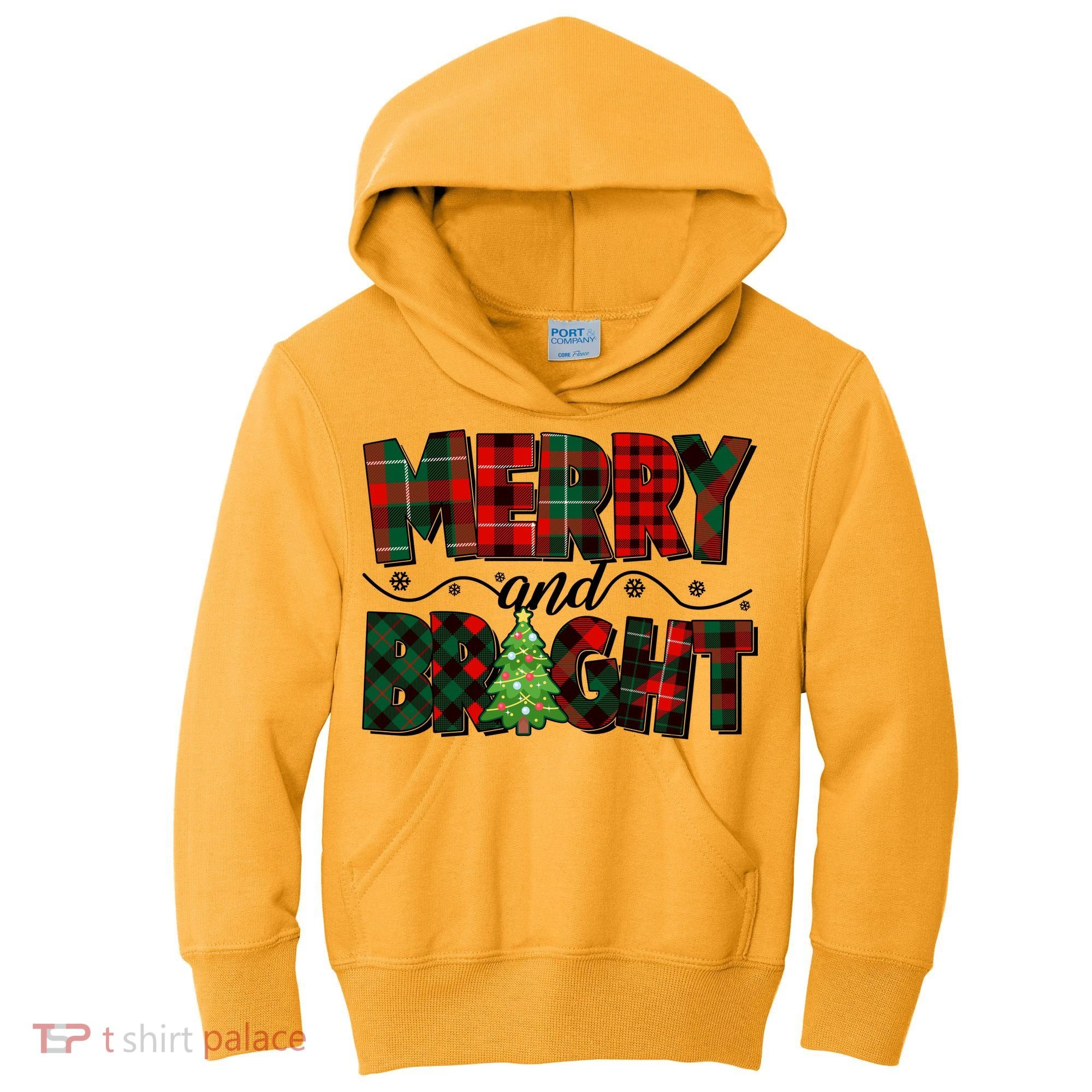 Christmas Merry And Bright Red And Green Patterns Kids Hoodie