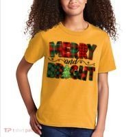 Christmas Merry And Bright Red And Green Patterns Kids T-Shirt thumb 2