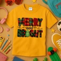 Christmas Merry And Bright Red And Green Patterns Kids T-Shirt thumb 3