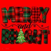 Christmas Merry And Bright Red And Green Patterns Santa Hat thumb 1