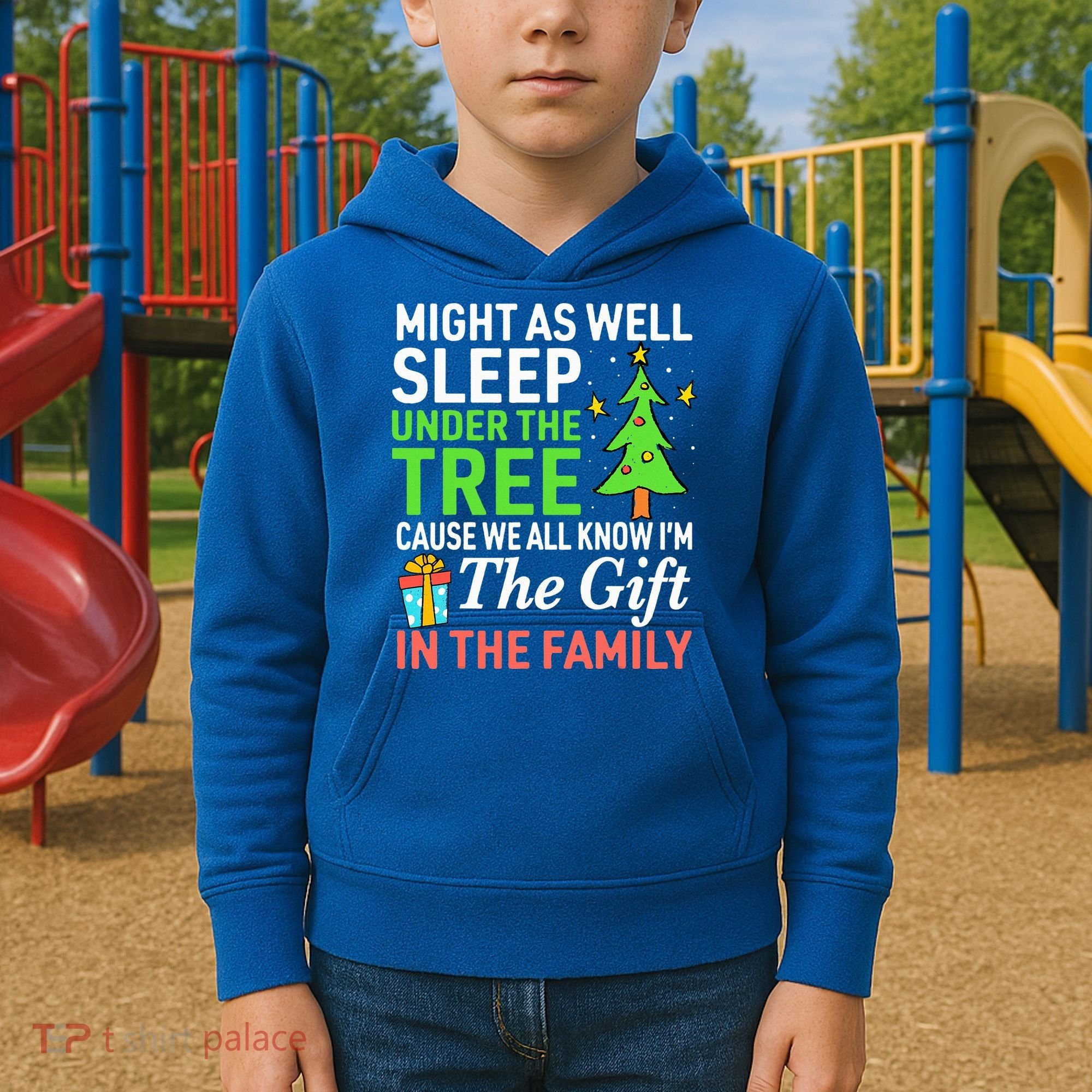 Christmas Might As Well Sleep Under the Tree  Kids Hoodie