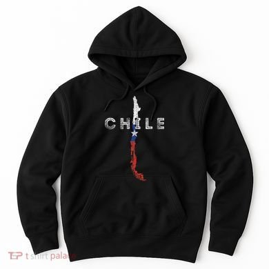 Chilean Map And Flag Distressed Chile Souvenir Hoodie