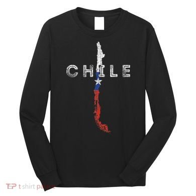 Chilean Map And Flag Distressed Chile Souvenir Long Sleeve Shirt