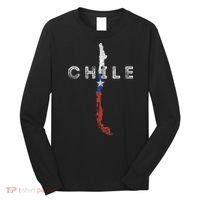 Chilean Map And Flag Distressed Chile Souvenir Long Sleeve Shirt thumb 0