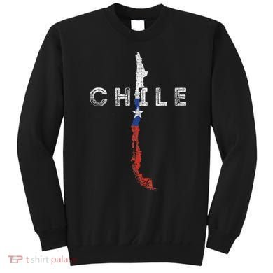 Chilean Map And Flag Distressed Chile Souvenir Sweatshirt