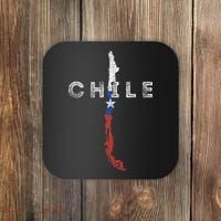 Chilean Map And Flag Distressed Chile Souvenir Coaster thumb 0