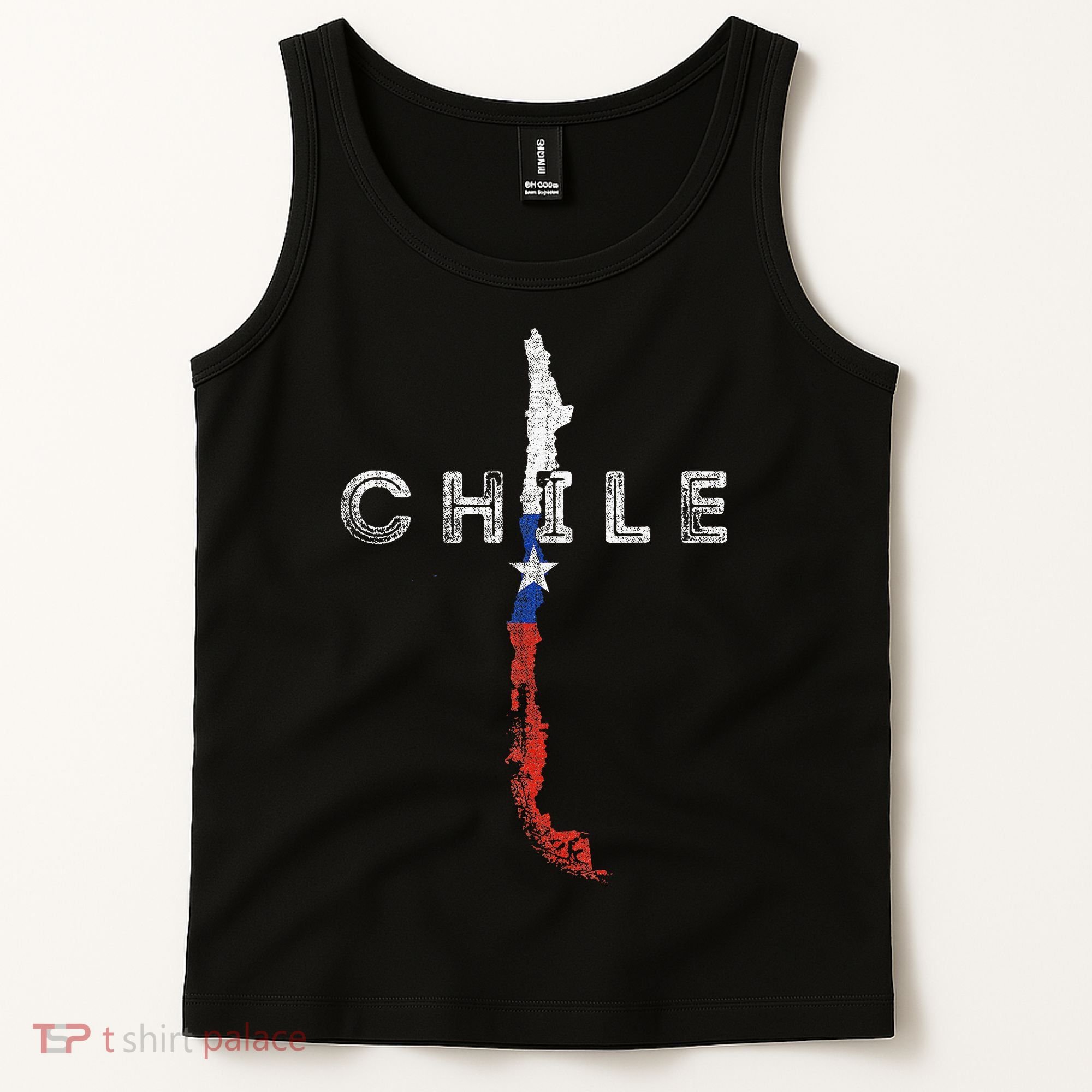 Chilean Map And Flag Distressed Chile Souvenir Tank Top
