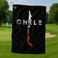 Chilean Map And Flag Distressed Chile Souvenir Golf Towel thumb 1