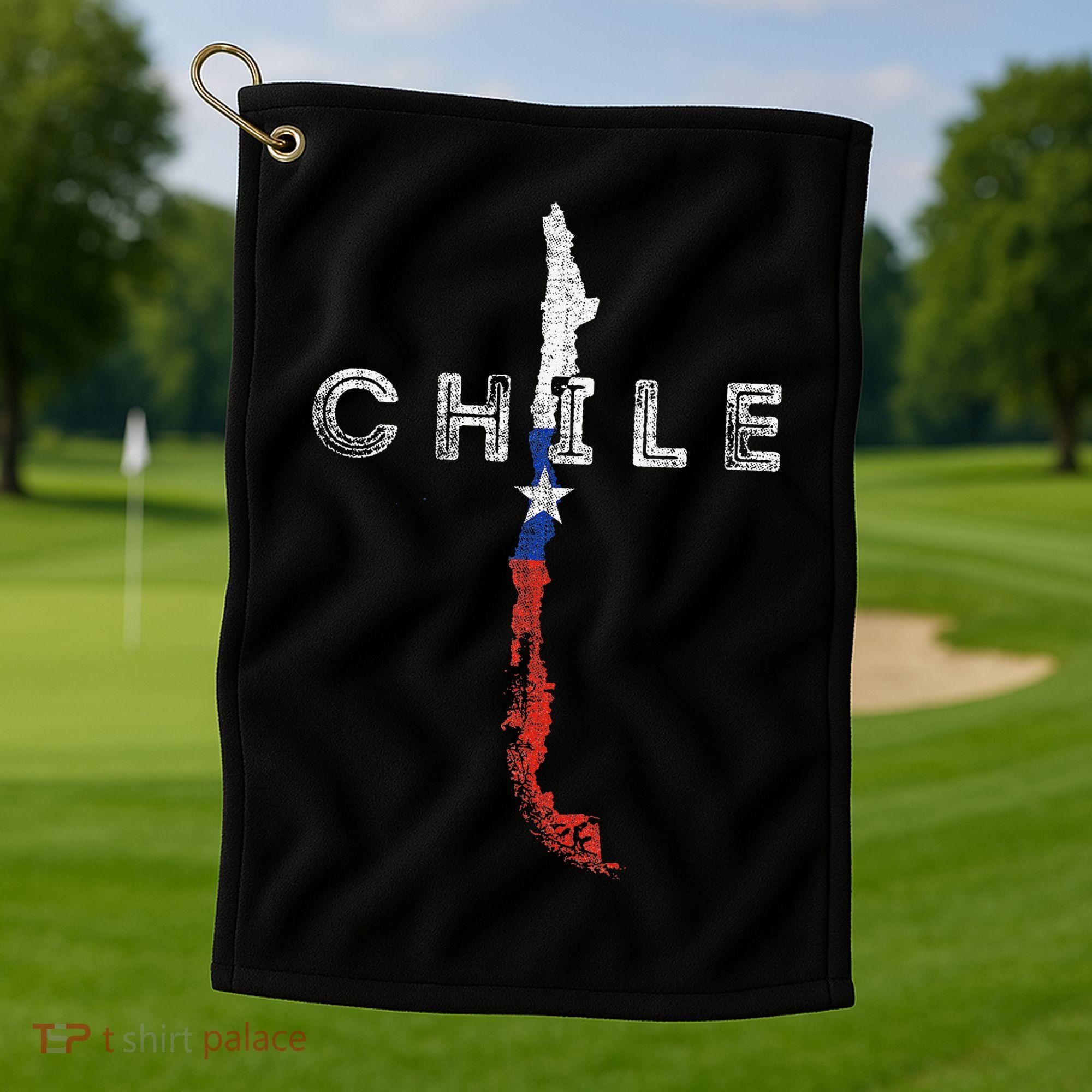Chilean Map And Flag Distressed Chile Souvenir Golf Towel