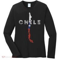 Chilean Map And Flag Distressed Chile Souvenir Women's Long Sleeve Shirt thumb 0