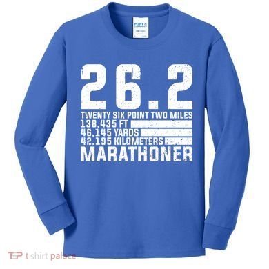 Cool Marathon Art Marathoner Running 26 2 Finisher Meaningful Gift Kids Long Sleeve Shirt