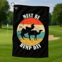 Camel Must Be Hump Day Retro Funny Hump Day Camel Golf Towel thumb 1