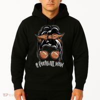 Cute Messy Bun Football Mom Hoodie thumb 2