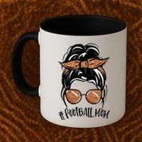 Cute Messy Bun Football Mom Coffee Mug thumb 2