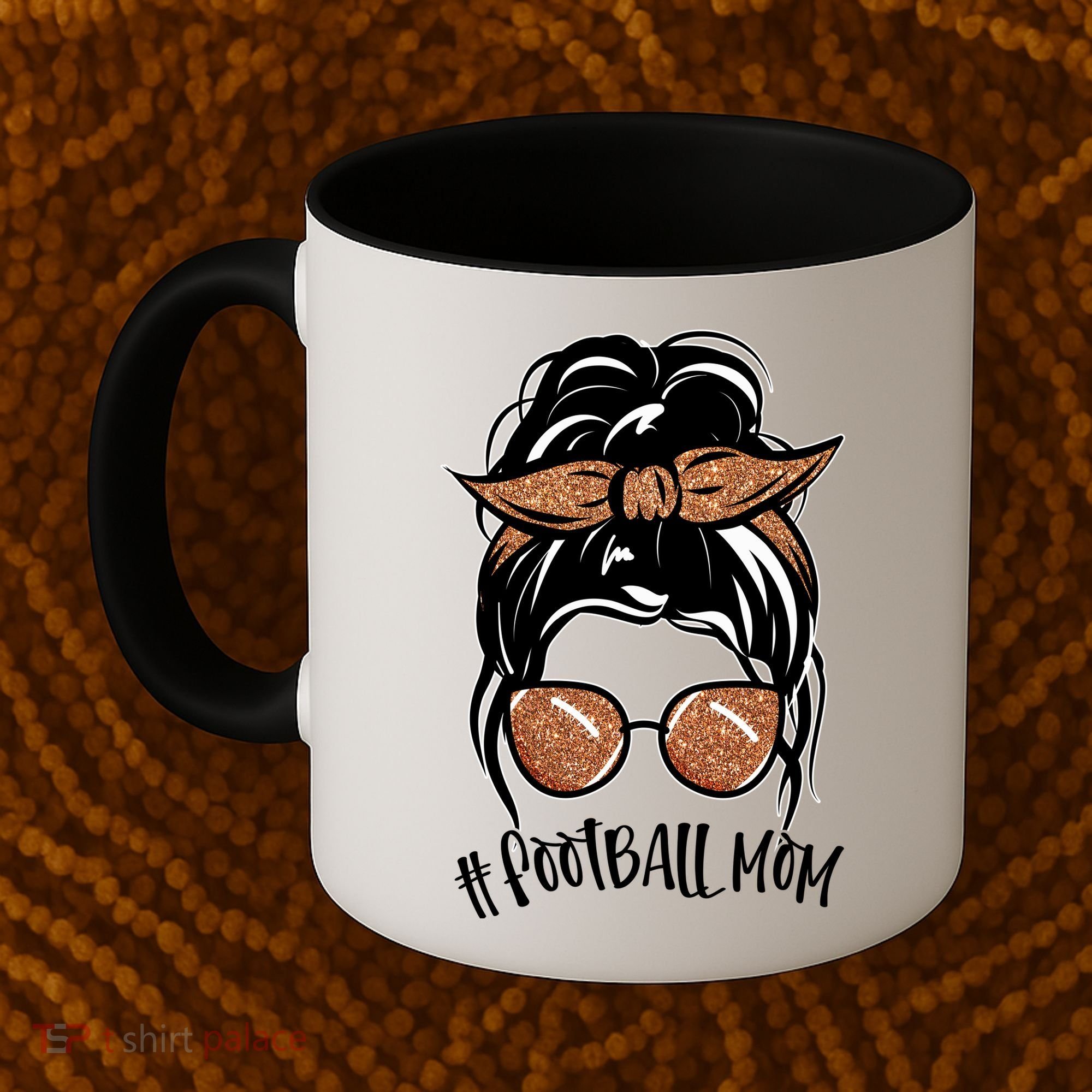 Cute Messy Bun Football Mom Coffee Mug