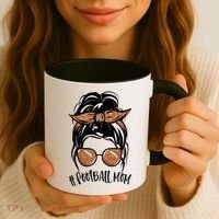 Cute Messy Bun Football Mom Coffee Mug thumb 3