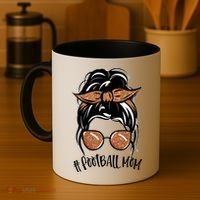 Cute Messy Bun Football Mom Coffee Mug thumb 4