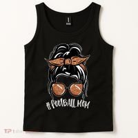 Cute Messy Bun Football Mom Tank Top thumb 2