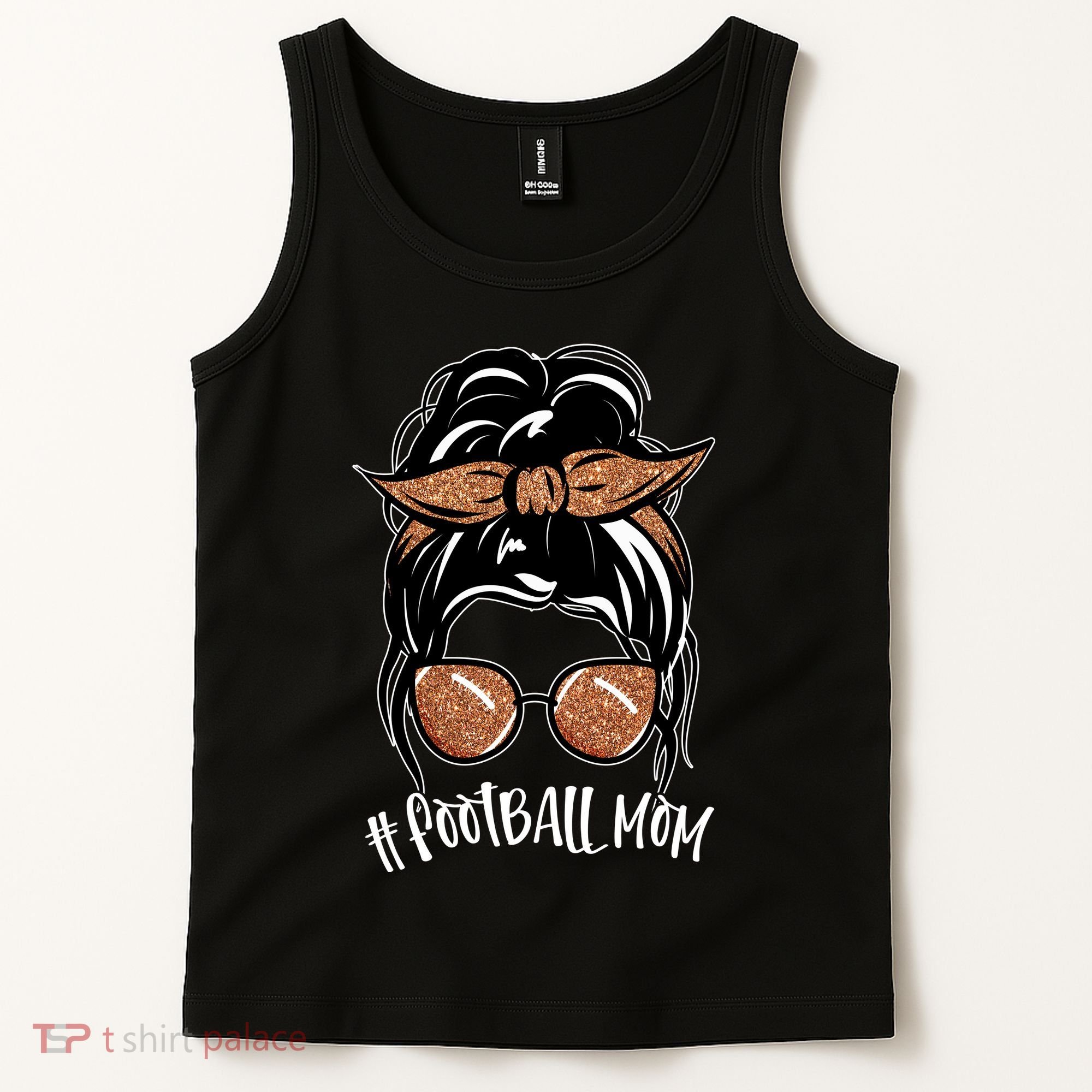 Cute Messy Bun Football Mom Tank Top