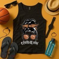 Cute Messy Bun Football Mom Tank Top thumb 4