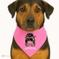 Cute Messy Bun Football Mom USA-Made Doggie Bandana thumb 1