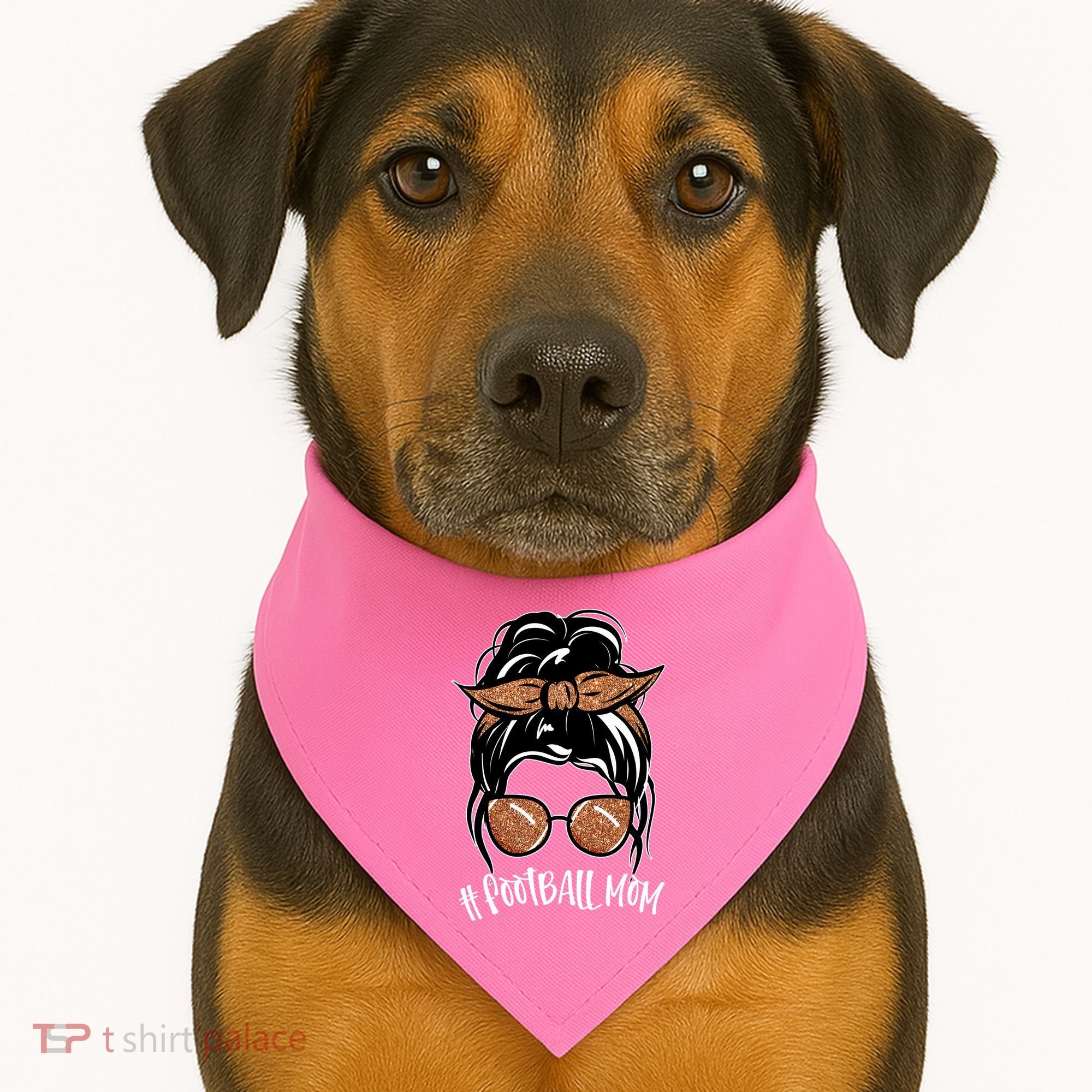 Cute Messy Bun Football Mom USA-Made Doggie Bandana