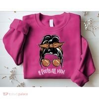 Cute Messy Bun Football Mom Sweatshirt thumb 2