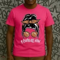 Cute Messy Bun Football Mom T-Shirt thumb 3