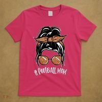 Cute Messy Bun Football Mom T-Shirt thumb 5