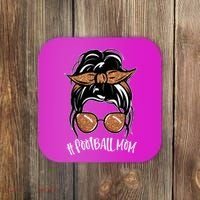 Cute Messy Bun Football Mom Coaster thumb 0