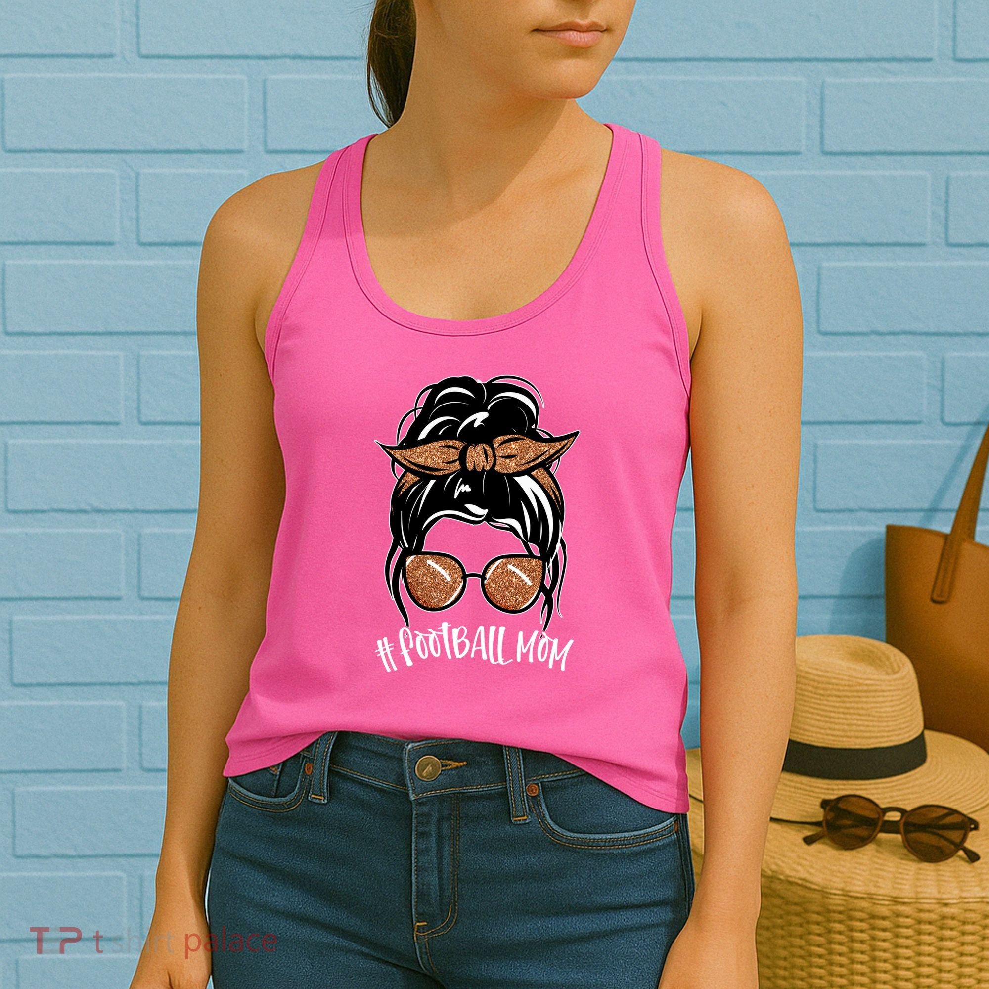 Cute Messy Bun Football Mom Women's Tank Top
