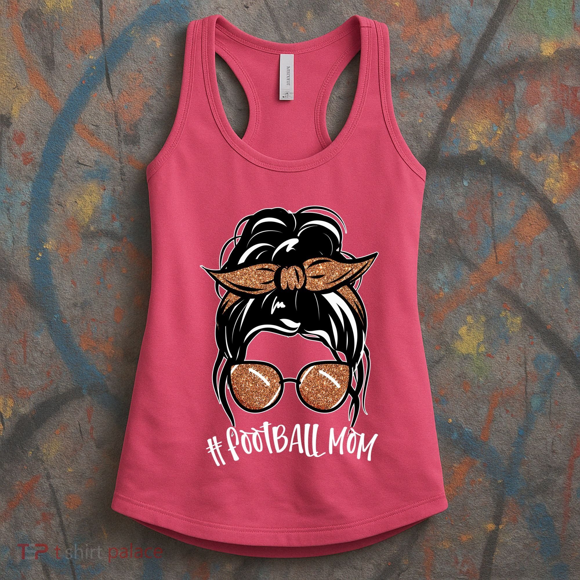 Cute Messy Bun Football Mom Women's Tank Top