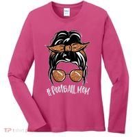 Cute Messy Bun Football Mom Women's Long Sleeve Shirt thumb 0