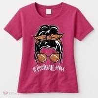 Cute Messy Bun Football Mom Women's T-Shirt thumb 0
