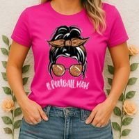 Cute Messy Bun Football Mom Women's T-Shirt thumb 2