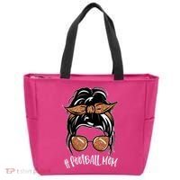 Cute Messy Bun Football Mom Tote Bag thumb 0
