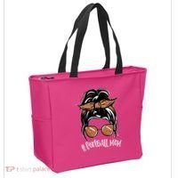 Cute Messy Bun Football Mom Tote Bag thumb 2