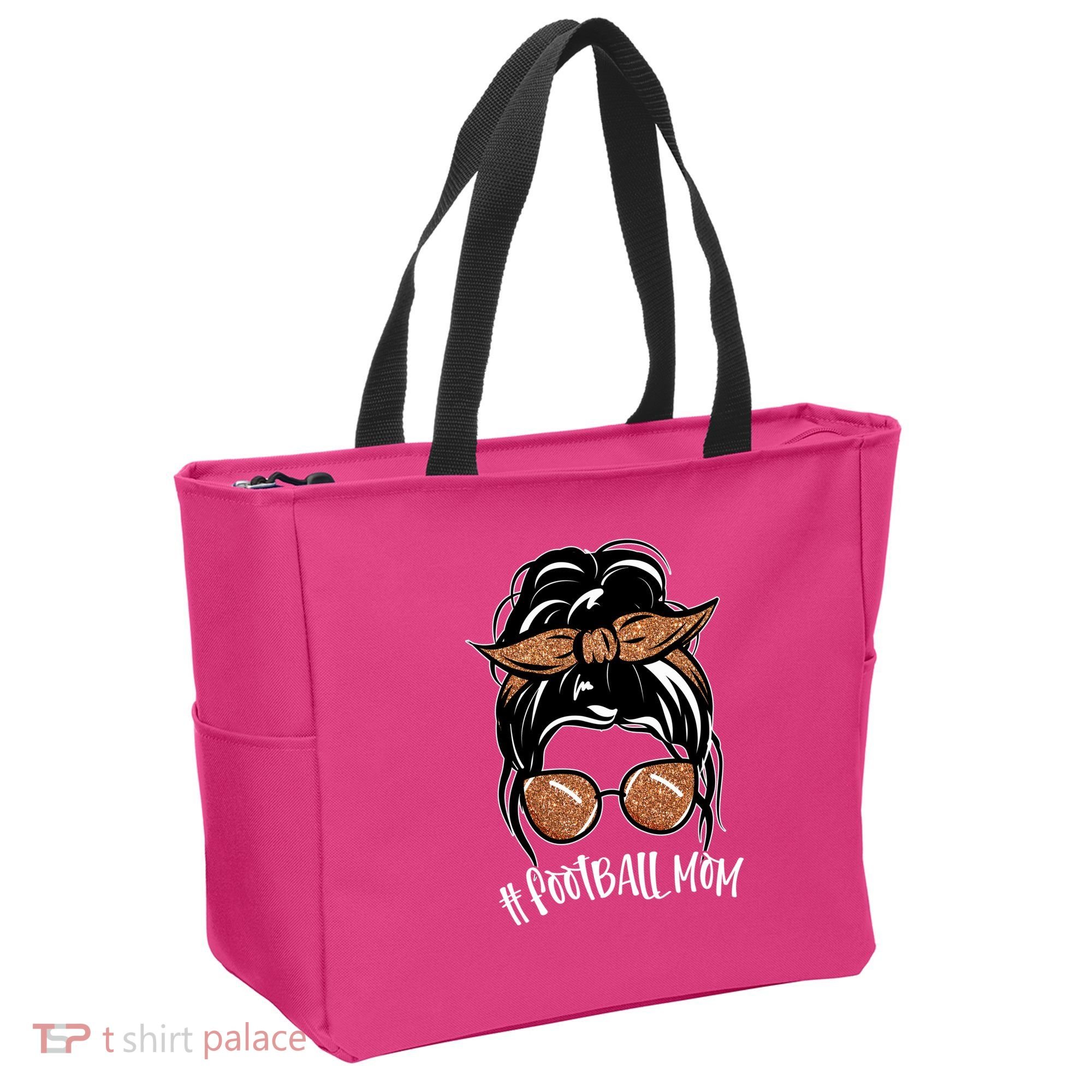 Cute Messy Bun Football Mom Tote Bag