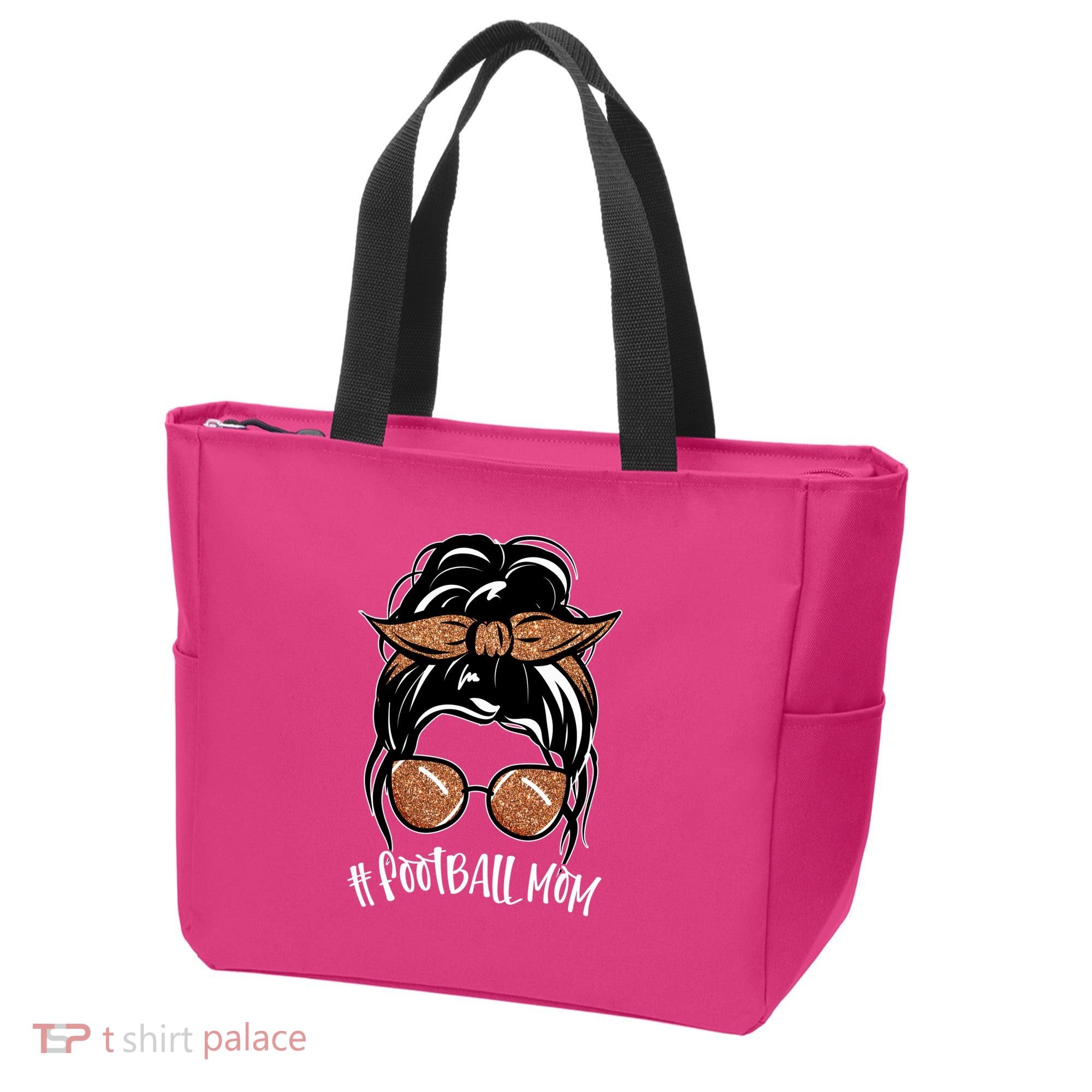 Cute Messy Bun Football Mom Tote Bag