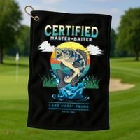 Certified Master Baiter Funny Fishing Golf Towel thumb 1